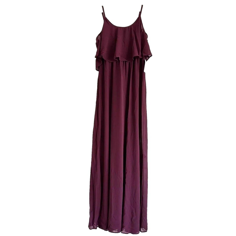Show Me Your Mumu Cocktail Wedding Maxi Dress Women's S Merlot Caitlin Ruffle